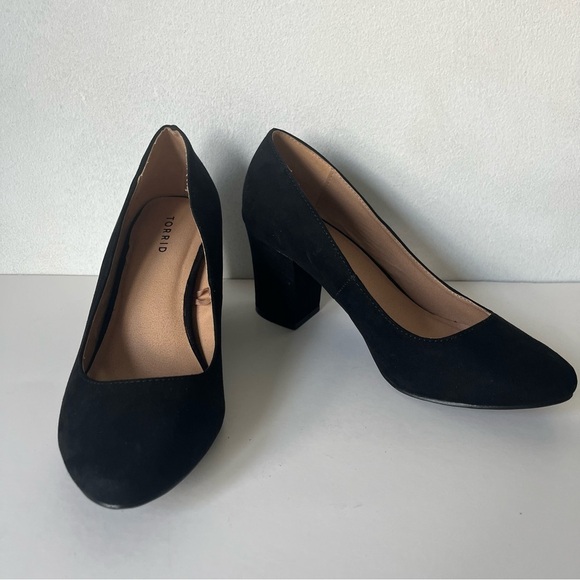 Torrid Almond Toe Block Heel Pump Black Cushioned 3 inch Wide Width 8W - Picture 4 of 11